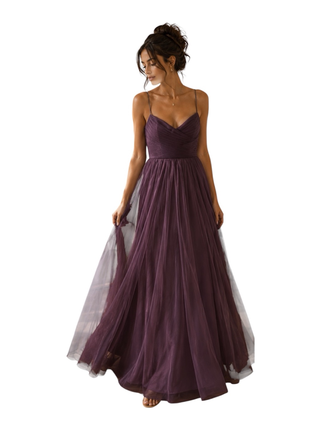 Jenny Yoo Collection Plum Tulle Gown Size 8 Formal Bridesmaid Dress